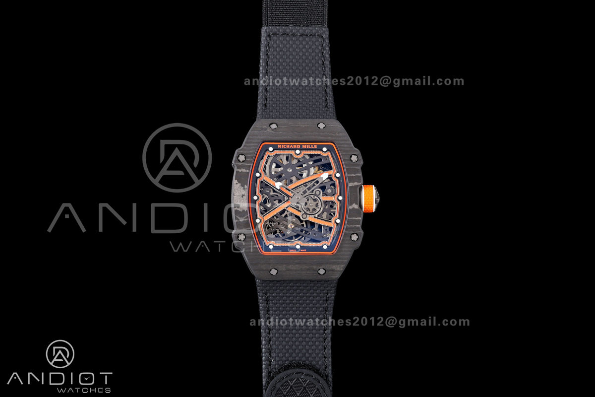 RICH Maker's 1:1 RM67-02 Black NTPT McLaren Orange Skeleton Dial CRMA7 Super Clone